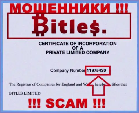 Номер регистрации мошенников Битлес, с которыми не рекомендуем сотрудничать - 11975430