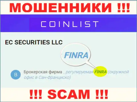 Старайтесь держаться от конторы КоинЛист как можно дальше, которую прикрывает мошенник - Financial Industry Regulatory Authority (FINRA)
