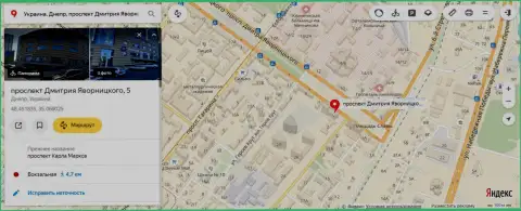 Предоставленный одним из работников 770 Капитал адрес месторасположения жульнической брокерской компании на Yandex Maps