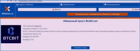 Информация об online-обменнике BTCBit на сервисе Хрейтес Ру