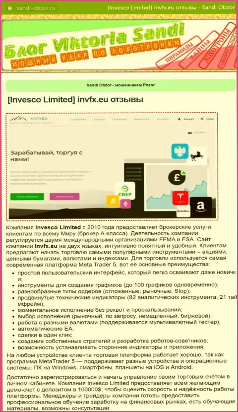 Информационный материал с обзором ФОРЕКС брокера INVFX Eu и его торгового терминала на сайте Sandi-Obzor Ru