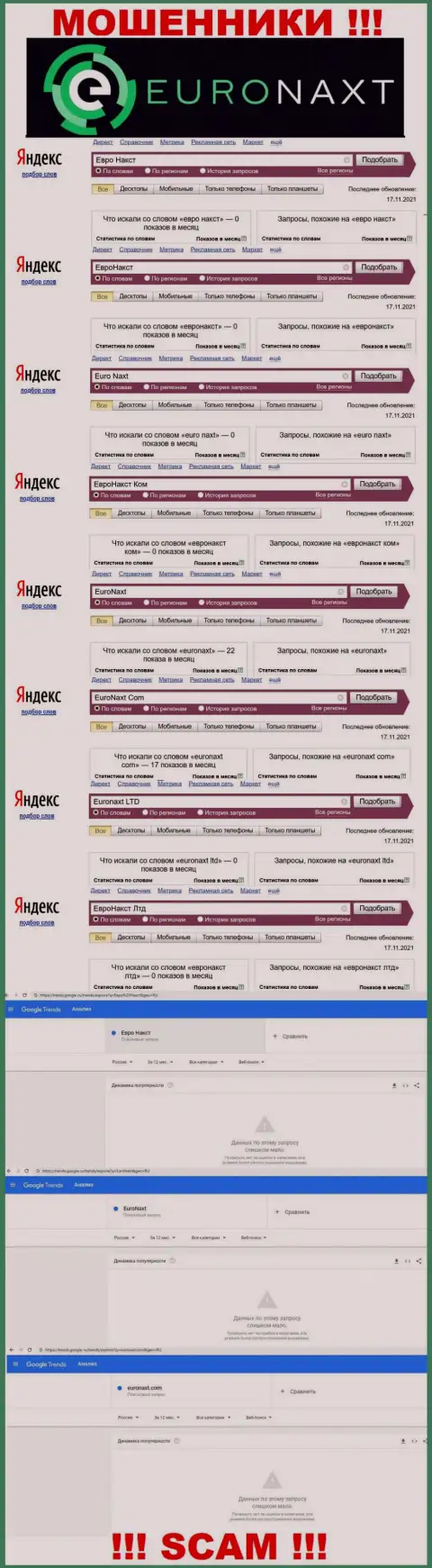 Онлайн запросы по интернет мошенникам EuroNaxt Com