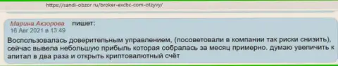 Высказывание internet пользователя о ФОРЕКС дилинговой организации ЕХ Брокерс на ресурсе sandi obzor ru