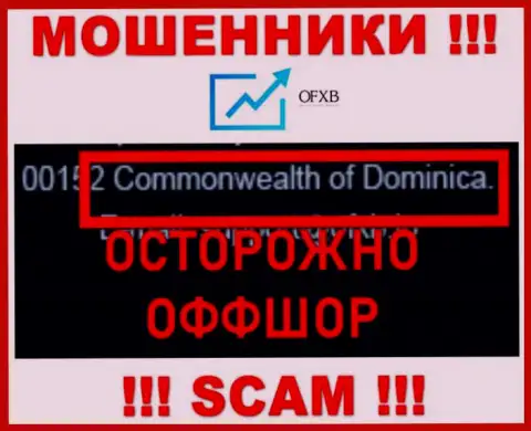 ОФХБ специально скрываются в офшорной зоне на территории Dominica, интернет-обманщики