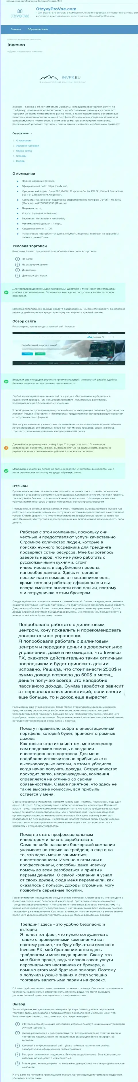Интернет-ресурс otzyvyprovse com представил собственное мнение о Forex брокерской организации ИНВФХ Еу