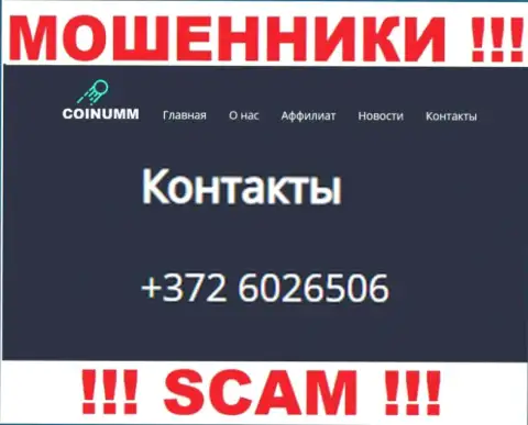 Номер телефона организации Коинумм, который расположен на сайте мошенников